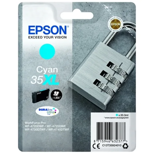 Cartucho tinta epson c13t35924010 cian xl durabrite ultra ink 35xl - 1900 paginas - candado