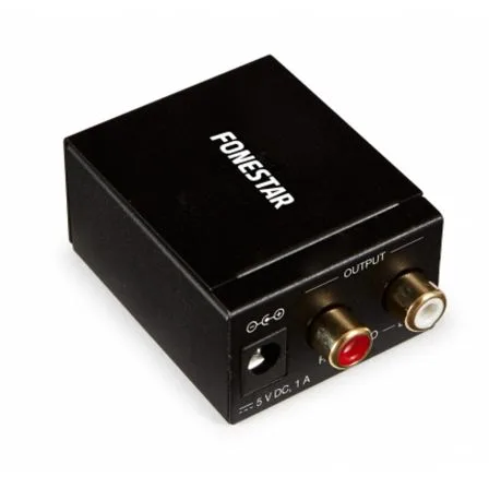 Convertidor de audio fonestar fo - 37da - audio digital en analógico - entrada óptica spdif - coaxial spdif - salida audio estéreo - 2x rca