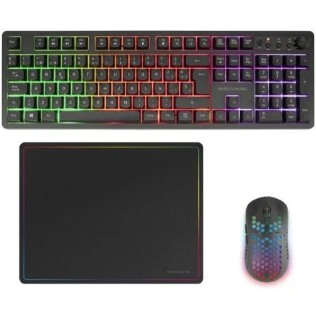 Teclado + raton mars gaming mcpwxes inalambrico negro + alfombrilla