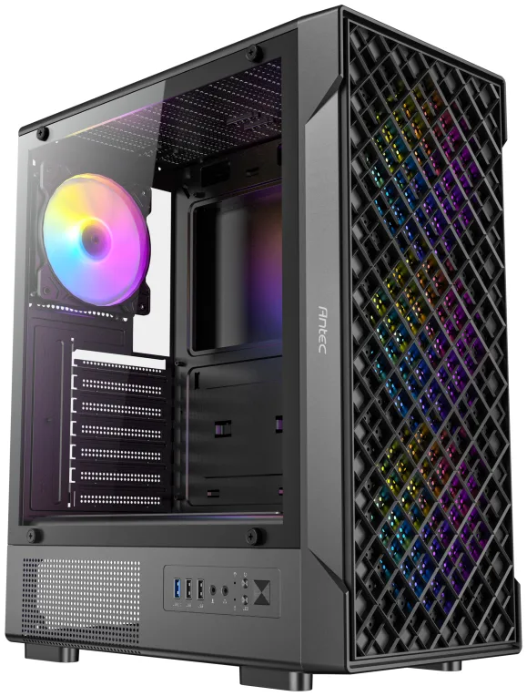 Caja ordenador gaming antec vx - 320 atx argb cristal templado negra
