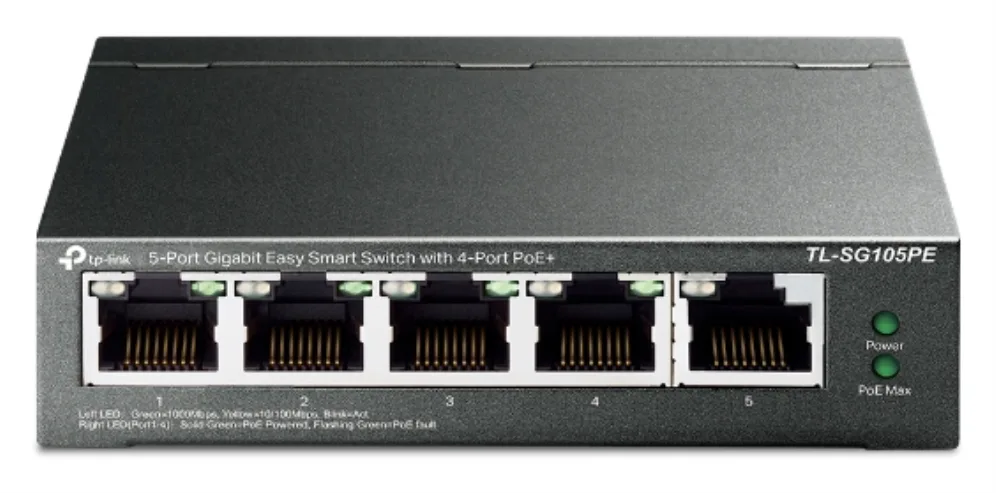 Switch 5 puertos tp - link tl - sg105pe easy smart 10 - 100 - 1000 4 puertos poe
