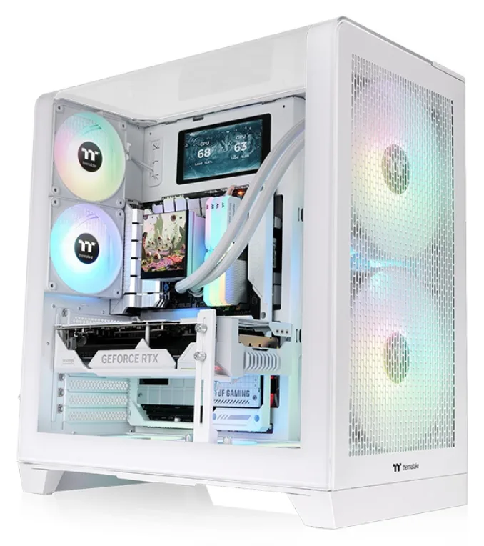 Caja ordenador gaming thermaltake view 390 air atx cristal templado blanca