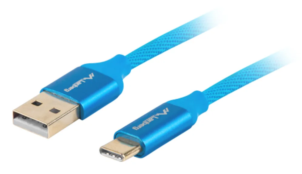 Cable usb lanberg 2.0 macho - usb tipo c macho quick charge 3.0 1m azul