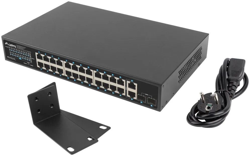 Switch lanberg 24 ptos 1gb poe+ - 2x sfp 2x gbit ethernet 250w rack 19