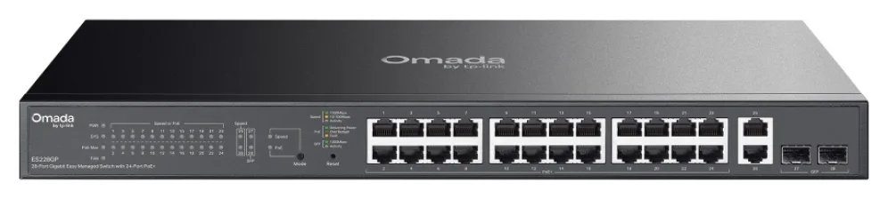 TP-Link ES228GP switch Gestionado L2 Gigabit Ethernet (10/100/1000) Energía sobre Ethernet (PoE) Negro