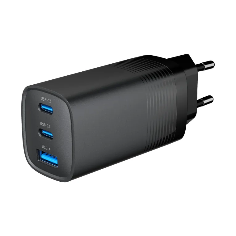 Gembird Cargador rápido USB PDGaN 3 puertos 67 W