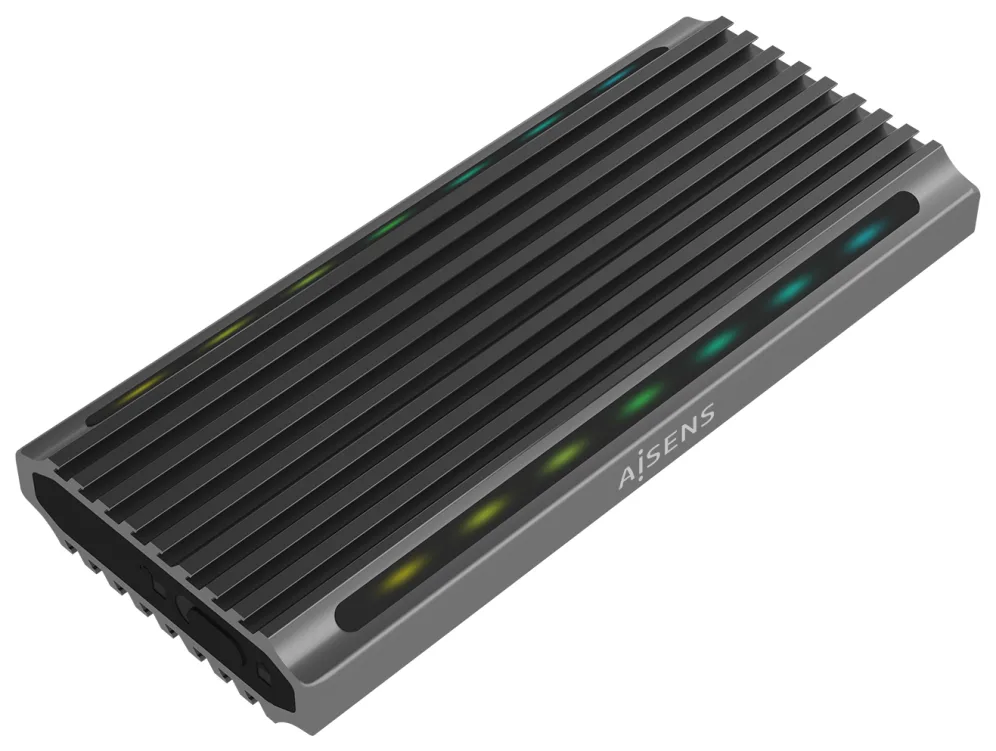 Caja Externa para Disco SSD M.2 SATA/NVMe Aisens ASM2-RGB011GR/ USB 3.2 Gen2/ Sin Tornillos