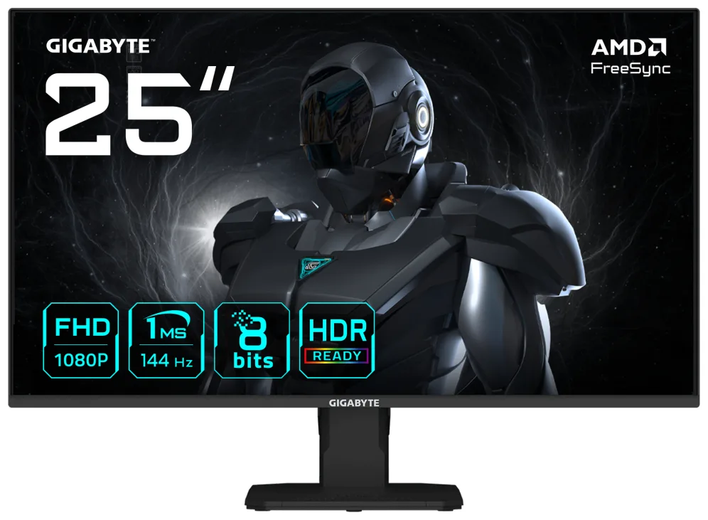 GIGABYTE GS25F14 Monitor Gaming FHD de 25” - 1920 x 1080, 144Hz, 1ms, 300 cd/m², Display HDR 10, HDMI 2.0, DisplayPort 1.2