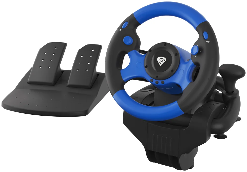 GENESIS Seaborg 350 Negro, Azul USB Volante + Pedales Nintendo Switch, PC, PlayStation 4, Playstation 3, Xbox 360, Xbox One, Xbox Series S, Xbox Series X