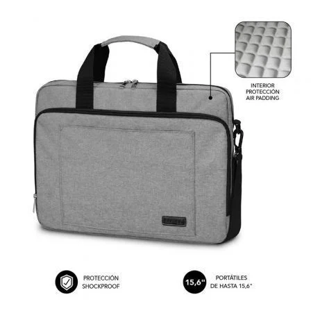 Maletin para portatil subblim air padding 15.6 pulgadas gris