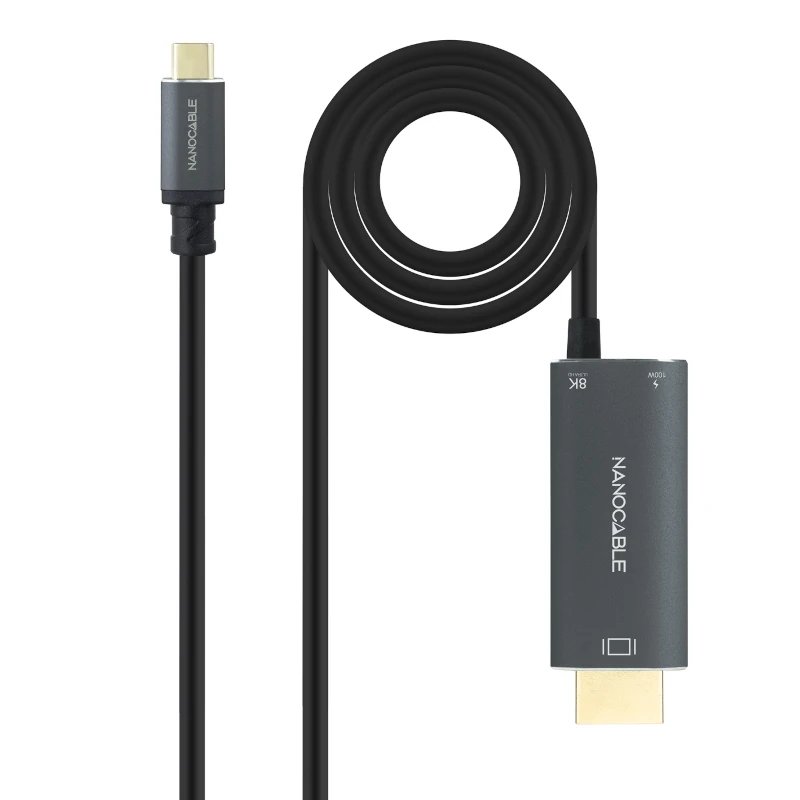 Nanocable Cable USB-C-M-HDMI 2.1+USB-C-H PD 1.8 M