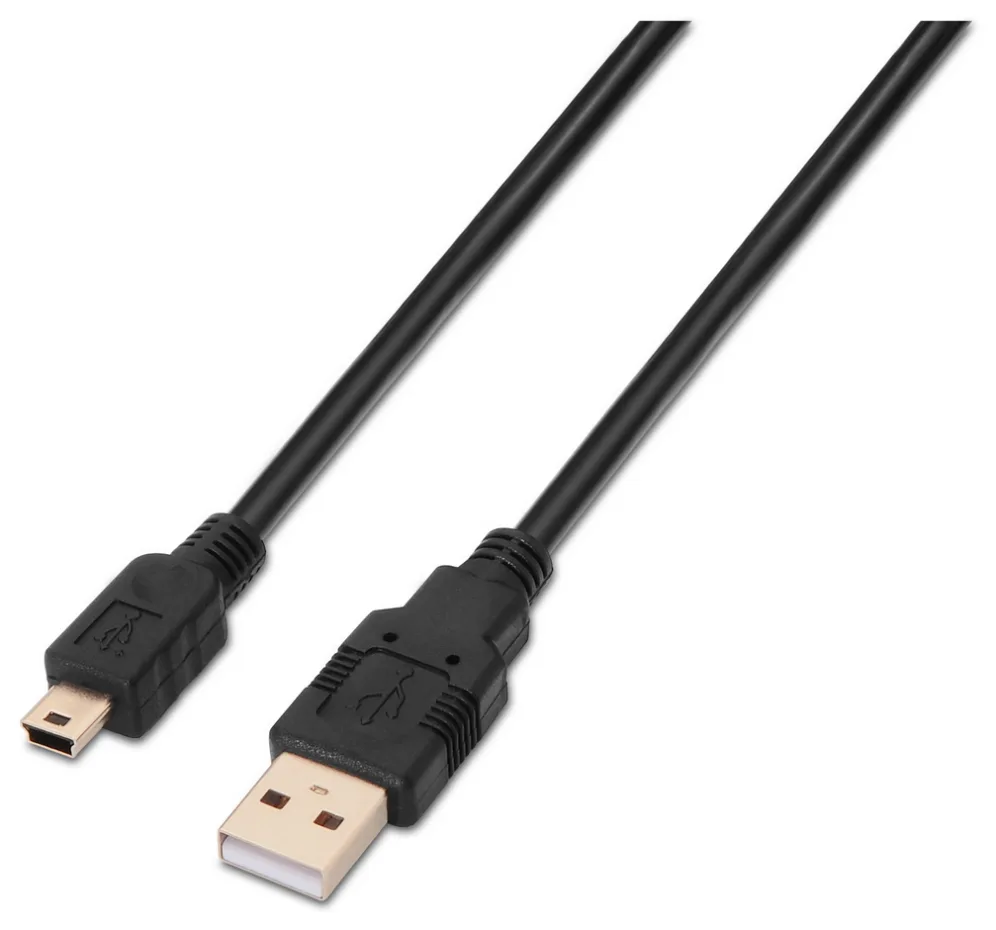 Cable USB 2.0 Aisens A101-0024/ USB Macho - MiniUSB Macho/ 1m/ Negro