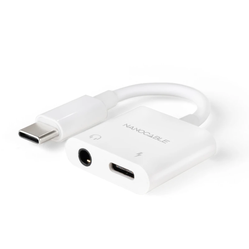 Nanocable Adaptador USB-C a Jack+USB-C-H PD 60W