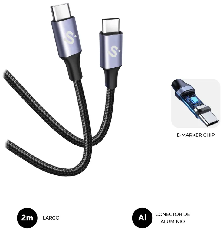 SUBBLIM CABLE PLUS 100W C-C 2m BLACK