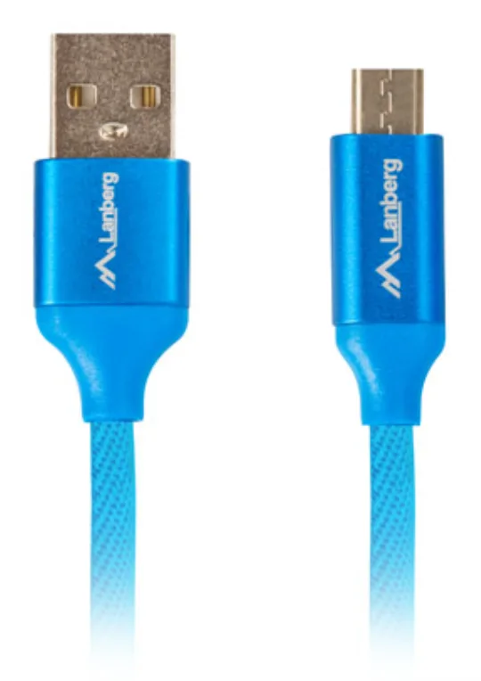 Cable usb lanberg 2.0 macho - micro usb macho quick charge 3.0 1.8m azul