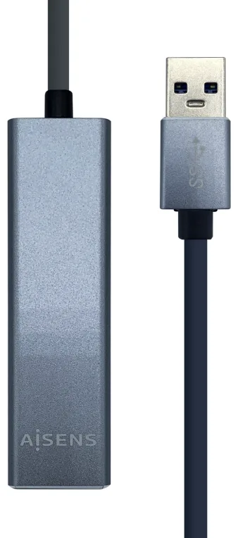 Hub USB 3.0 Aisens A106-0401/ 3xUSB/ 1xRJ45/ Gris