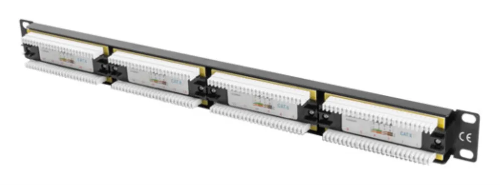 Patch panel lanberg cat.6 utp 24 puertos 1u cat.6 utp 19 pulgadas rack negro