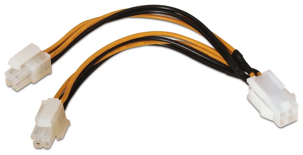 Cable Alimentación para Microprocesador Aisens A131-0166/ Molex 4+4 PIN Macho - Molex 4 PIN Hembra/ Hasta 54W/ 15cm