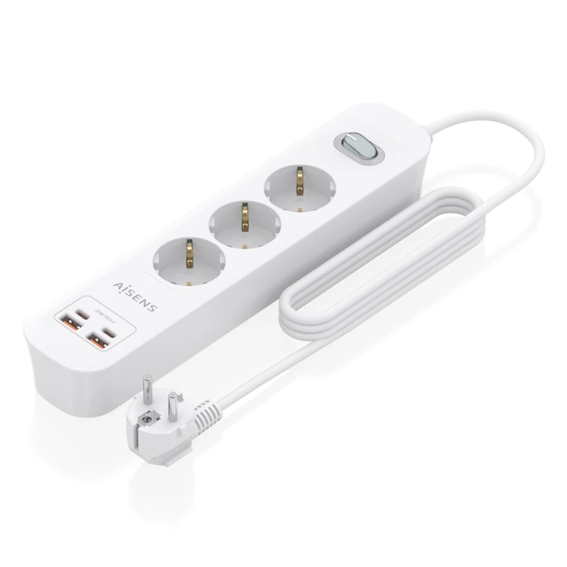 Aisens Regleta 3 tomas interruptor PD 2xUSBC 2xUSB