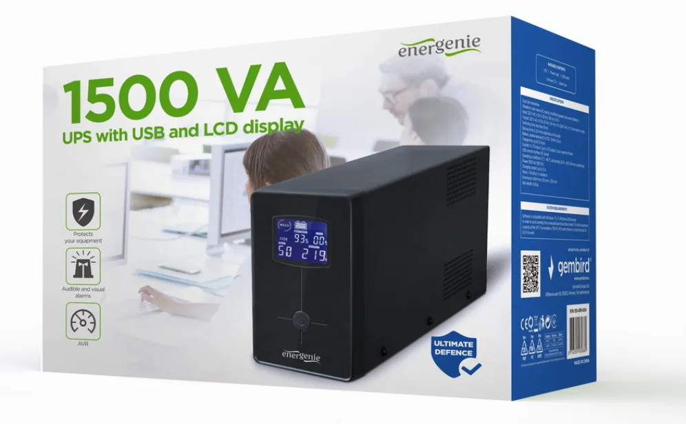 Gembird EG-UPS-034 sistema de alimentación ininterrumpida (UPS) Línea interactiva 1,5 kVA 900 W 3 salidas AC