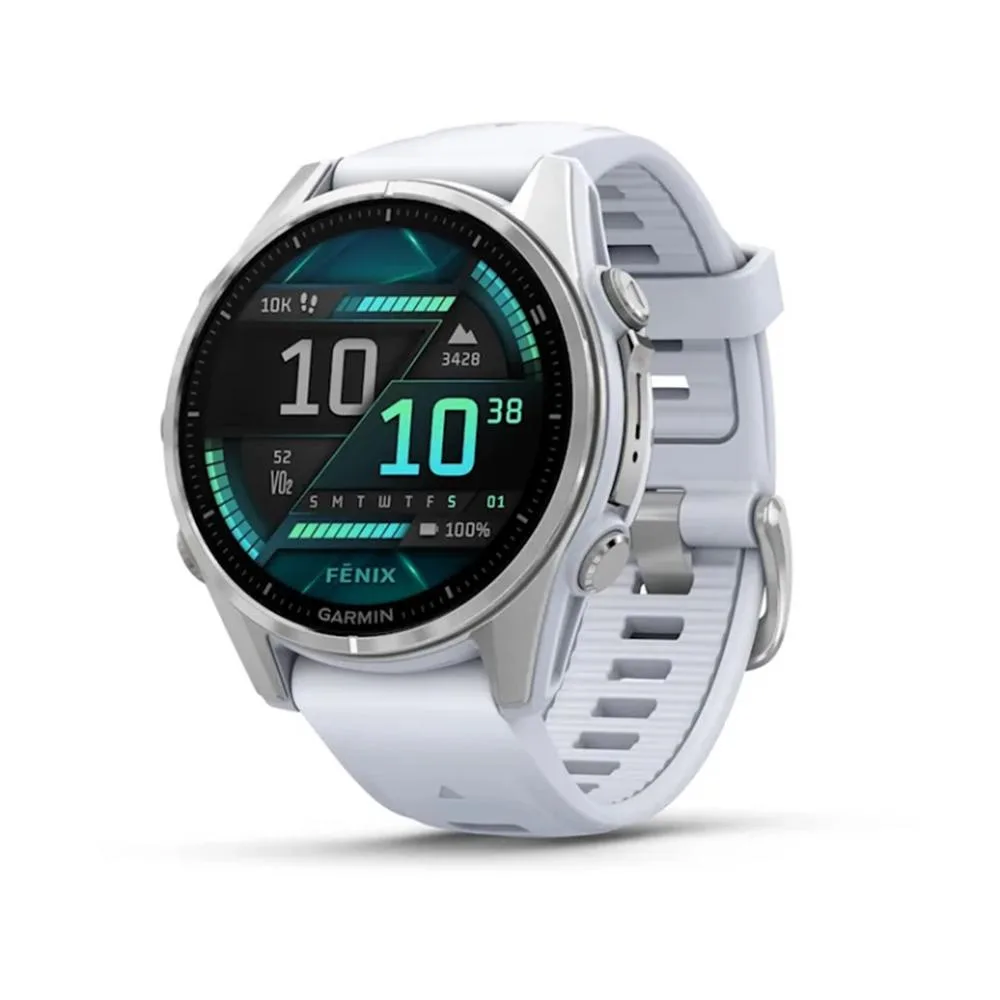Garmin fenix 8 - 43mm - reloj de alto rendimiento gps multideporte con pantalla táctil amoled - linterna led - altavoz y micrófono integrados - mapas y hasta 10 días de autónomía - blanco