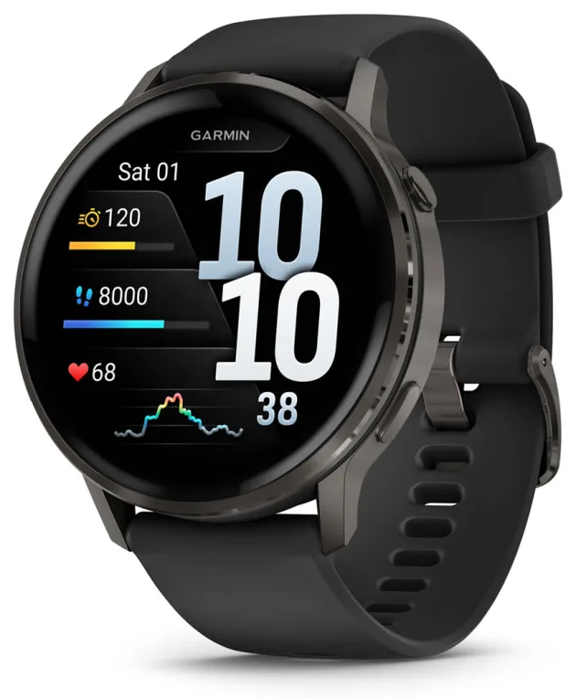 Garmin Venu 4 3,56 cm (1.4") AMOLED 45 mm Digital 454 x 454 Pixeles Pantalla táctil Negro Wifi GPS (satélite)