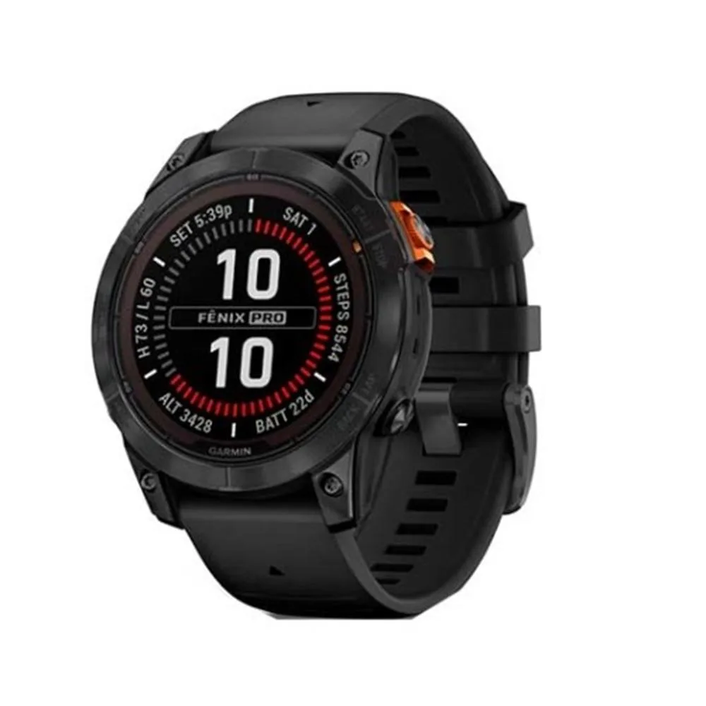 Garmin fénix 7x pro solar gps nfc 51mm mip gris correa negra resistencia agua 10atm spo2