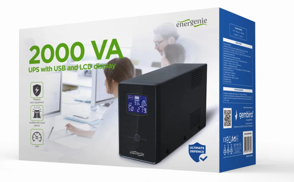 Gembird EG-UPS-035 sistema de alimentación ininterrumpida (UPS) Línea interactiva 2 kVA 1200 W 5 salidas AC