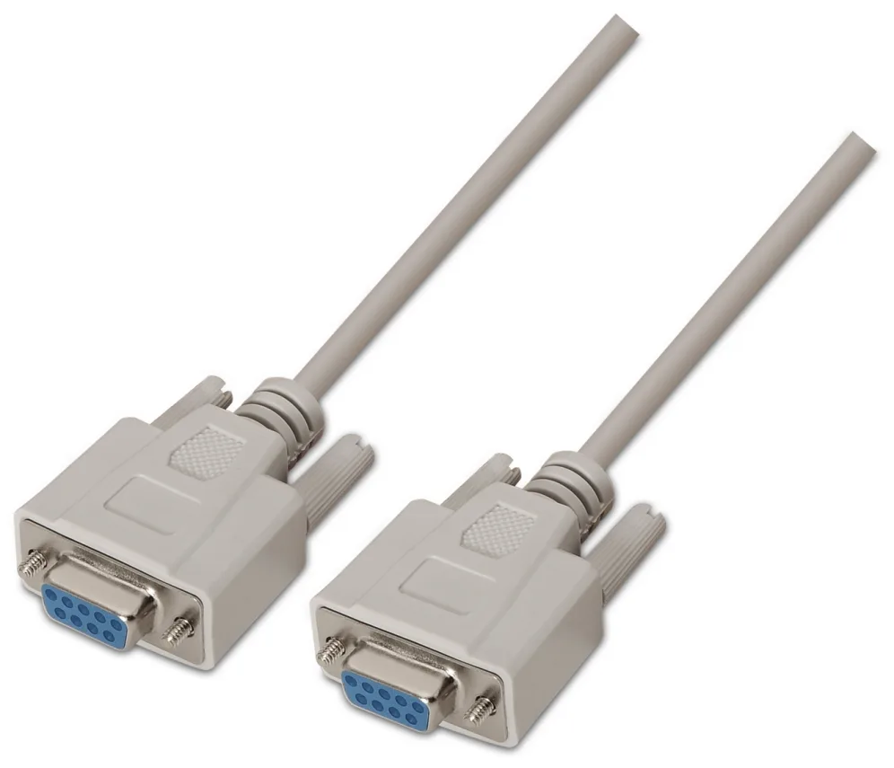 Cable Serie NULL Modem Aisens A112-0067/ DB9 Hembra - DB9 Hembra/ Hasta 0.15W/ 1.6Mbps/ 1.8m/ Beige