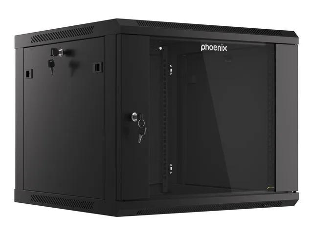 Armario rack phoenix 9u 600x600x501 auto - ensamblado 19'' hasta 60 kg negro