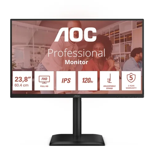Monitor Profesional AOC 24E4U 23.8"/ Full HD/ Regulable en altura/ Negro