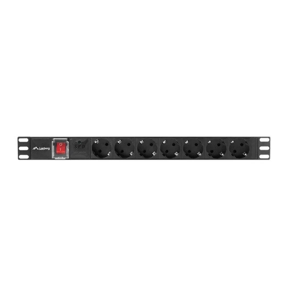 Lanberg PDU-07F-0200-IEC-BK unidad de distribución de energía (PDU) 7 salidas AC 1U Negro