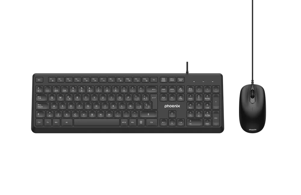 Phoenix combo teclado multimedia + ratón con cable usb 1200dpi