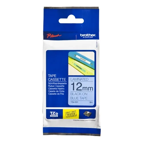 Cinta laminada brother tze531 12mm x 8m azul - negro