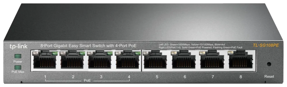 Switch 8 puertos tp - link tl - sg108pe easy smart 10 - 100 - 1000 4 puertos poe
