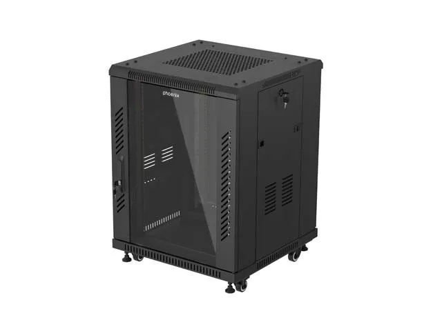 Armario rack phoenix 15u 600x600 de pie servidor 19'' hasta 1000 kg negro