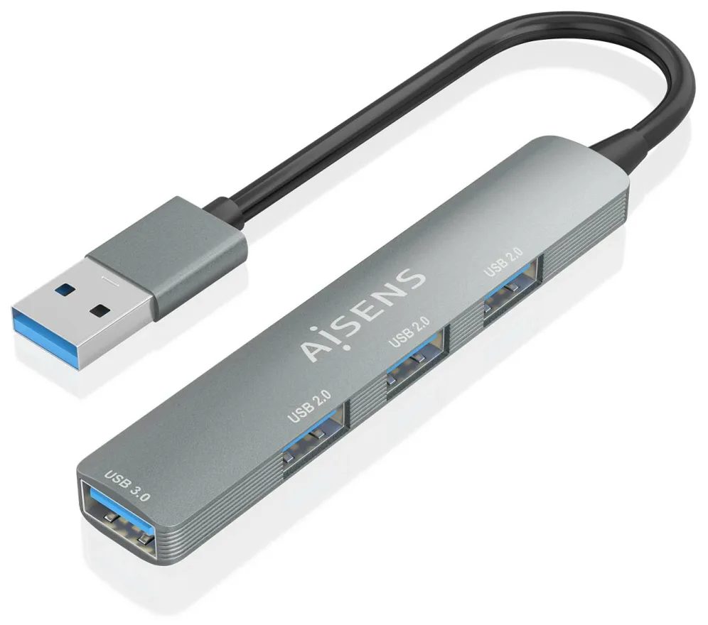 Hub USB 3.0 Aisens A106-0859/ 4xUSB/ Gris