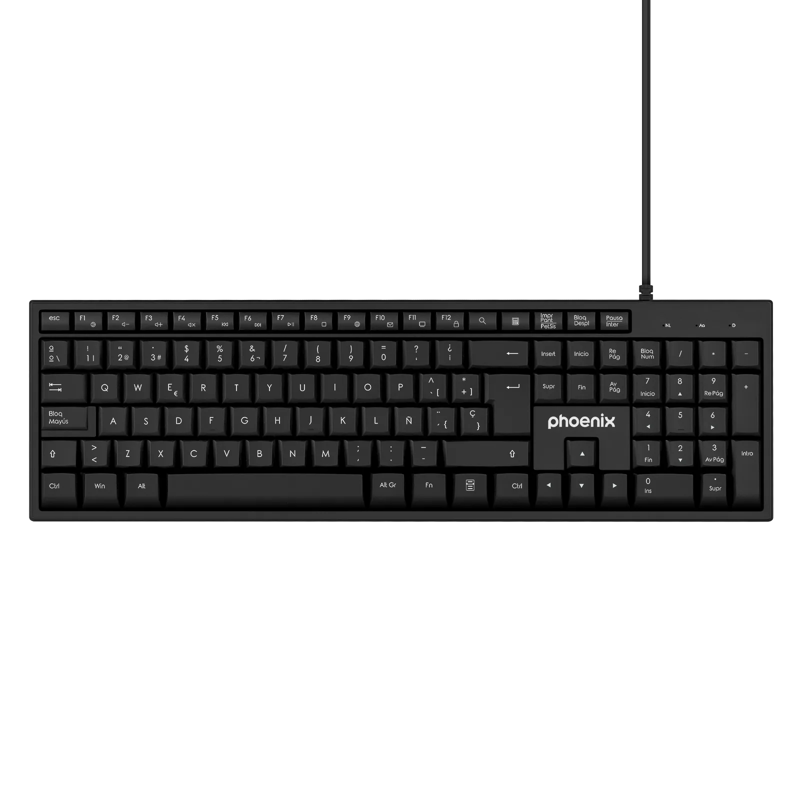 Phoenix k100 teclado multimedia usb negro qwerty oficina