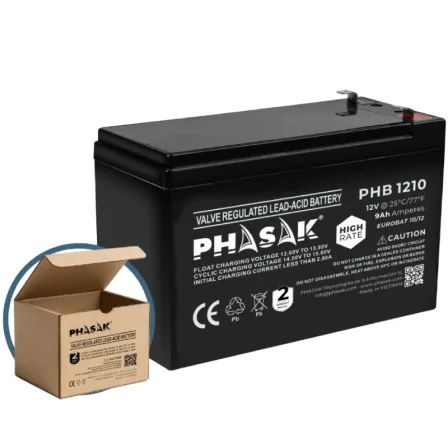 Bateria phasak phb 1210 high rate compatible para sais 9ah 12v acido - plomo
