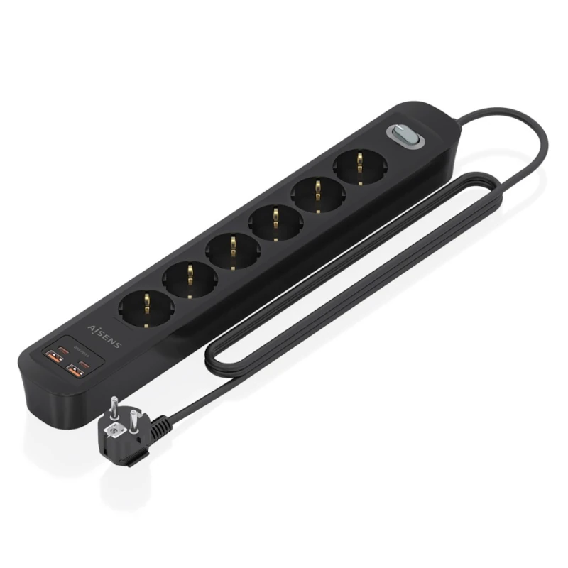 Aisens Regleta 6 tomas interruptor PD 2xUSBC 2xUSB