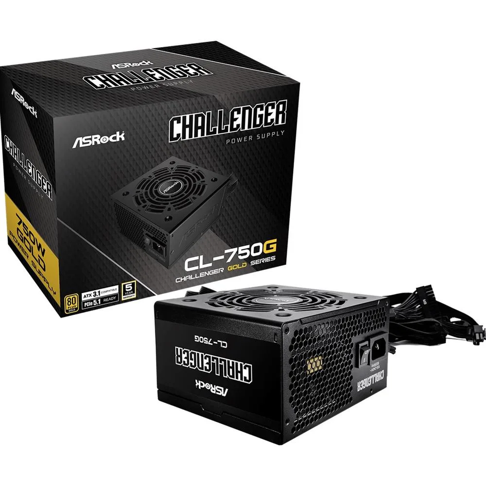 Fuente alimentacion asrock challenger cl - 750g gaming atx 750w negra