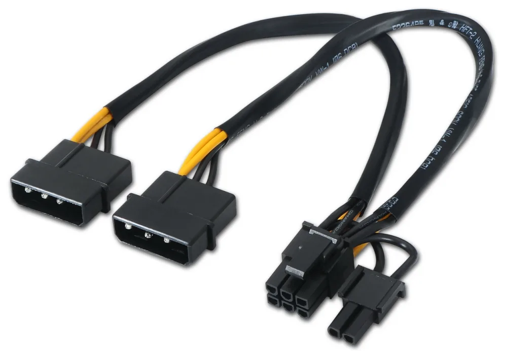 Cable Alimentación Tarjeta Gráfica Aisens A131-0165/ 2x Molex Macho - Molex 6+2 PIN Macho/ Hasta 54W/ 20cm