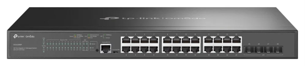 Switch 28 puertos 10 - 100 - 1000 (24p poe + 4sfp) l2 tp - link