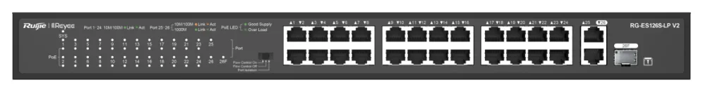 Ruijie Networks RG-ES126S-LP V2 switch No administrado Fast Ethernet (10/100) Energía sobre Ethernet (PoE) Negro