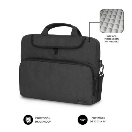 Maletin subblim air padding para portatil 13.3 pulgadas - 14 pulgadas dark grey