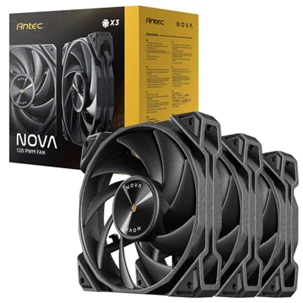 Antec Nova Carcasa del ordenador Ventilador 12 cm Negro 3 pieza(s)