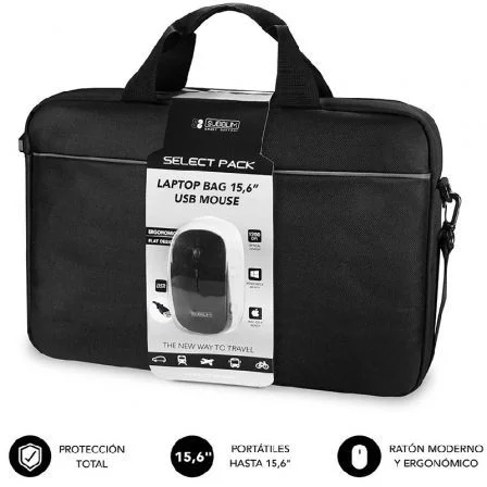 Maletin + raton subblim para portatil 15.6 pulgadas negro