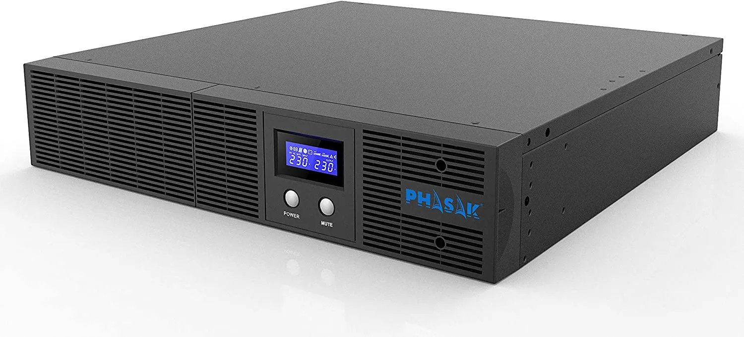 Sai ups phasak 2160va rack interactivo - 4 schuko - reg. autom. de tension - lcd ph 7521 2.16kva