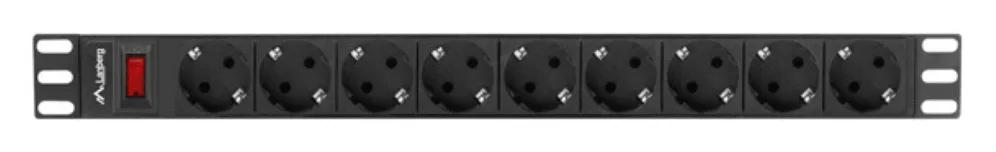 Regleta lanberg 1u 16a 9x schuko rack 19 pulgadas 3m negro