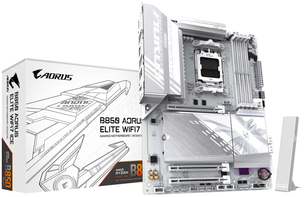 Placa Base Gigabyte B850 AORUS ELITE WIFI7 ICE Socket AM5/ DDR5/ PCIe 5.0